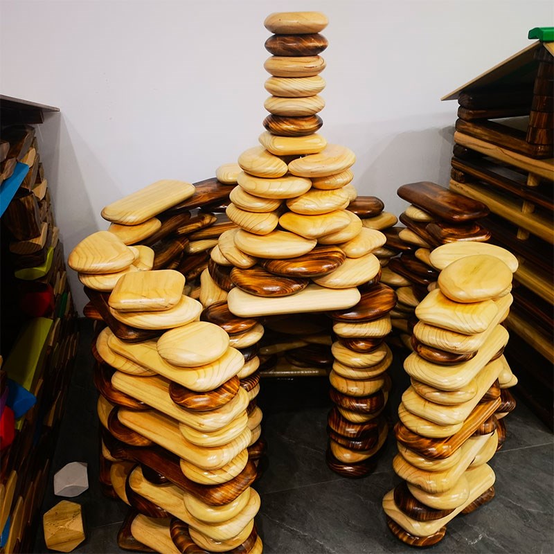 幼儿园户外大型碳化鹅软石叠石积木安吉游戏儿童建构拼搭积木游戏