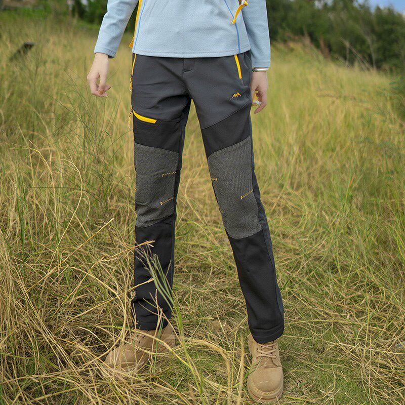 户外冲锋裤女秋冬m季加绒加厚保暖登山滑雪防风防水抓绒大码软壳