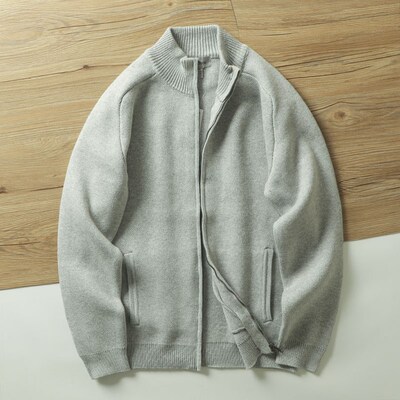 吊卡89.9美叨!厚实保暖  外贸尾货秋冬男士立领纯色毛衣开衫外套