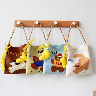 可爱手提包迷你手机包卡通轻便小众学生儿童森系韩系小布包小包包