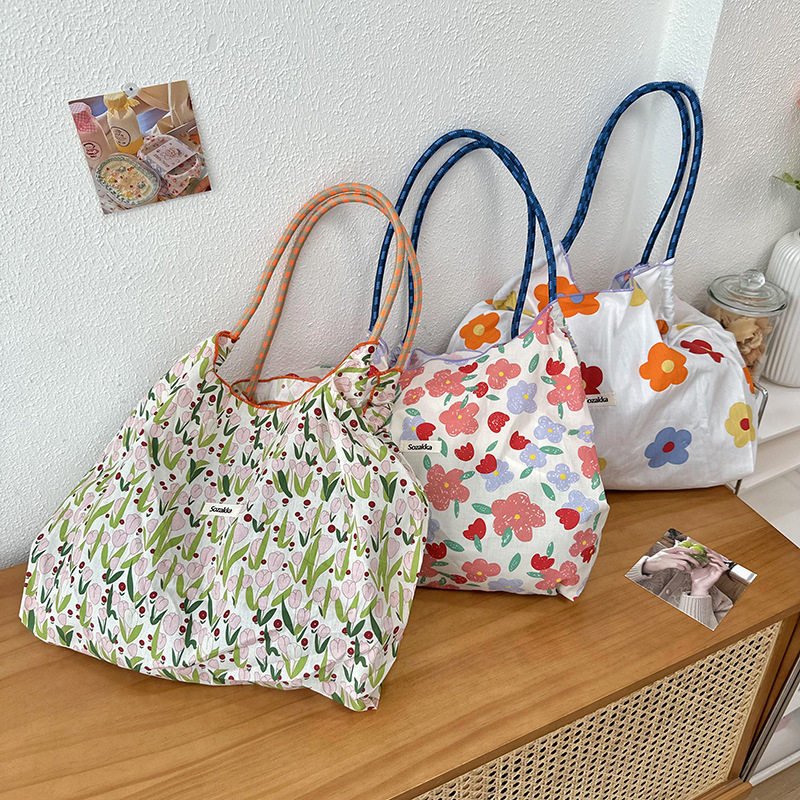 韩风托特包包女大容量洋气碎花通勤单肩包手提包学生手拎包购物袋