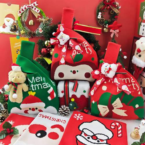 圣诞节礼品袋大容量针织手腕包