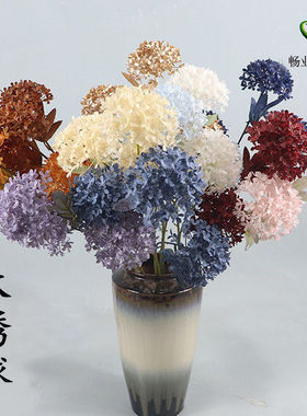 仿真花3头木绣球 婚庆婚礼堂仿真花 装饰道具 雪球塑料仿真木绣球