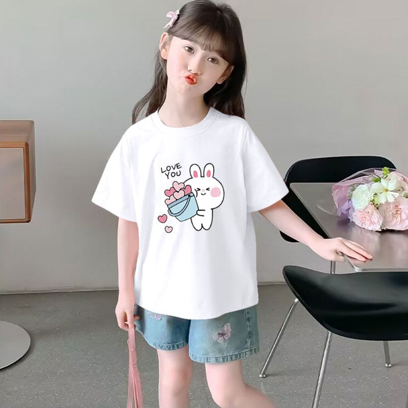 夏季纯棉短袖t恤儿童女孩新款宽松百搭女童洋气可爱休闲半袖上衣