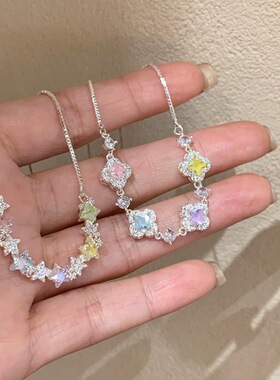 繁星闪烁～银色星空五角星四叶草水钻手链女轻奢小众设计百搭手饰