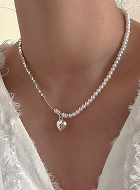 碎银子项链珍珠锁骨链女合金