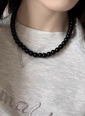 韩国fever同款黑珍珠项链女2024新款爆款轻奢高级感锁骨链颈链
