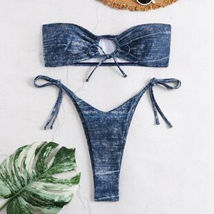 Fishbone piece sexy two for bikini women wear strap