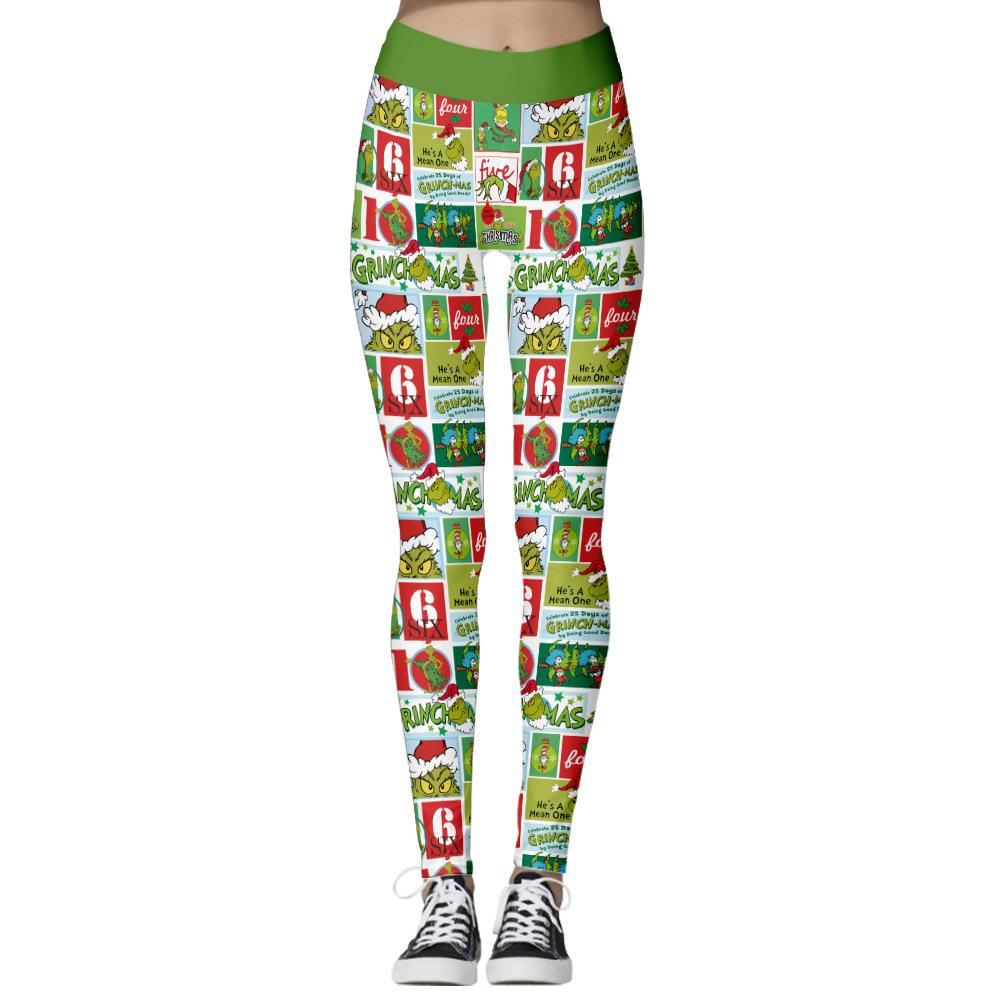 christmas push leggings sport print elastic leggins out