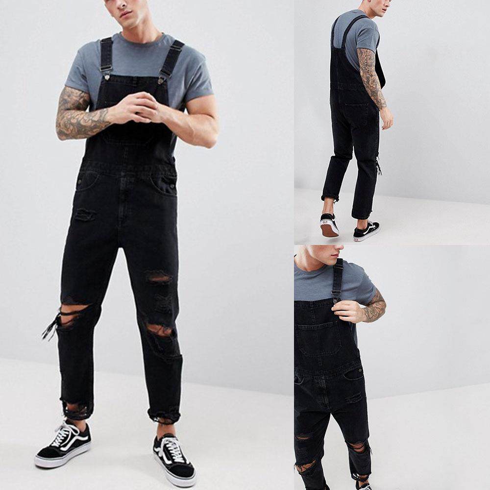 trousers ripped super ripped rompers denim bib mens