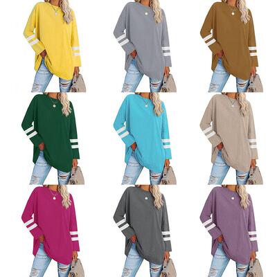 drop T-shirt contrast contrast loose top sleeve neck color