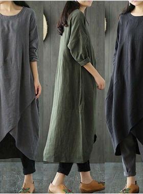 fashion robe split street dress casual sundress vestidos