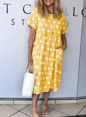 dress boho mid-calf elegant dresses beach ladies sundress