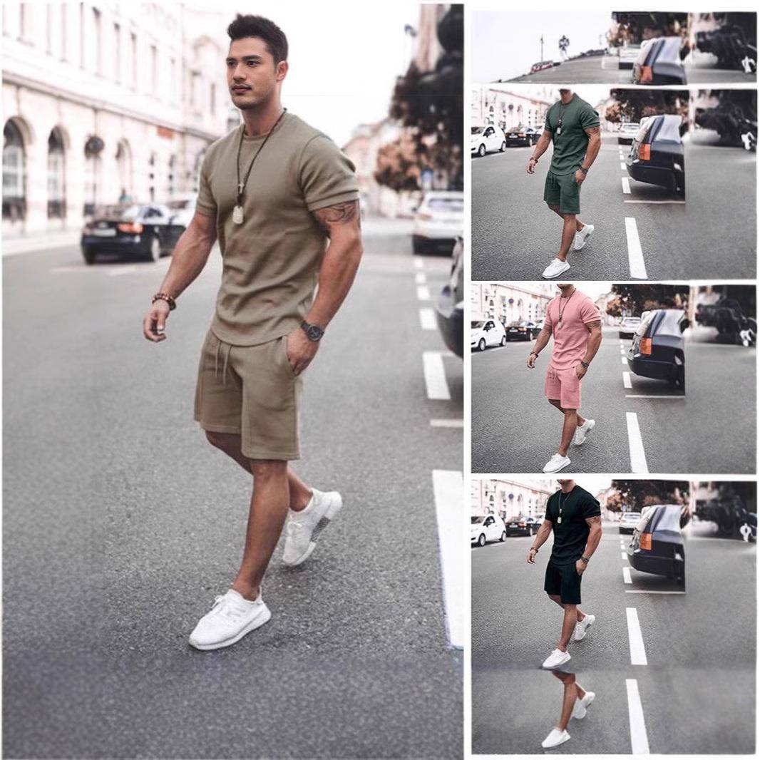 Sports Suit Mens Clothes Matching Sleeve Casual Clothing