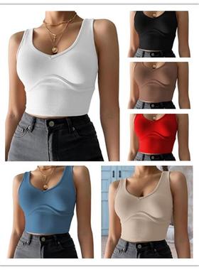 INS slim sexy deep V-neck navel-baring vest chest-shaped