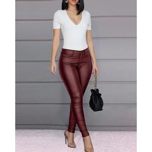 womens skinny trousers pants leather sexy casual