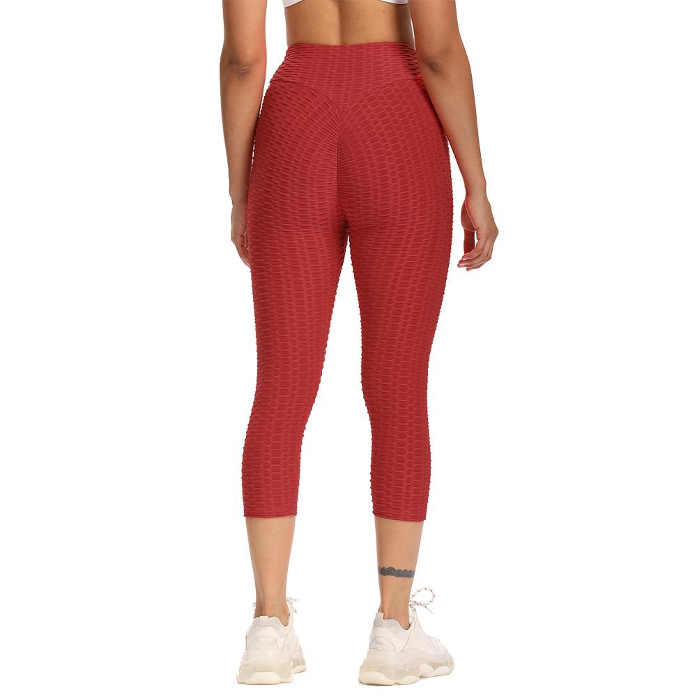 sports pants cycling cropped hips thick peach waist high