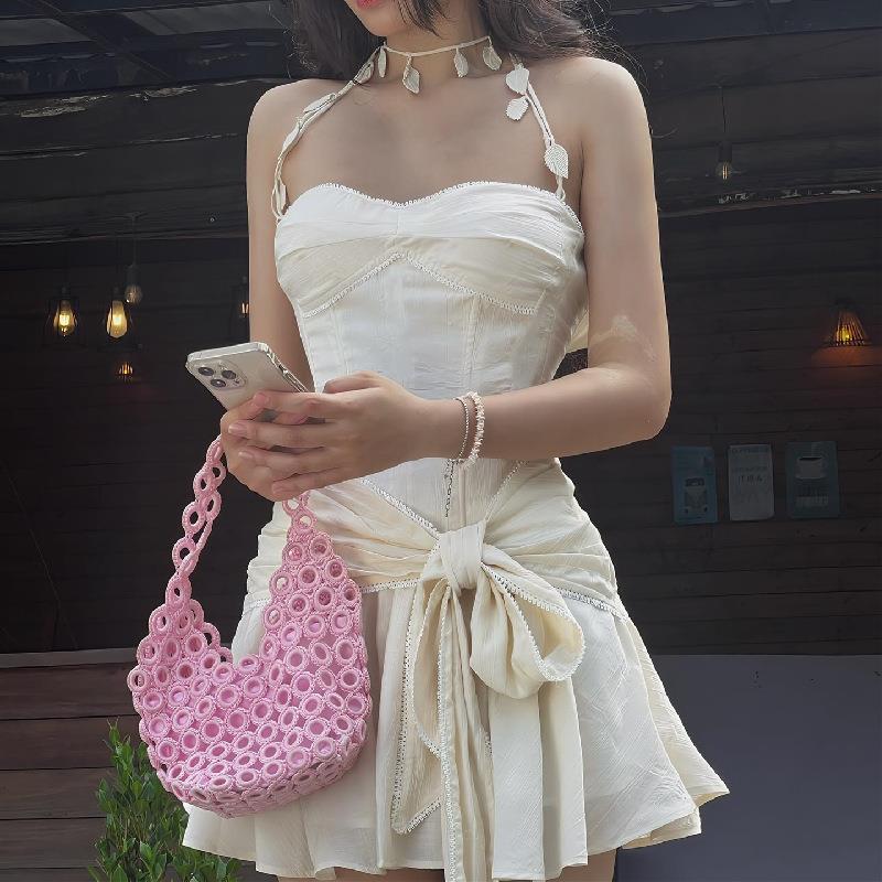 leaf neck ruffled tube women top strappy halter for