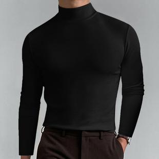 turtleneck tops Mens long sleeved mens shirt solid