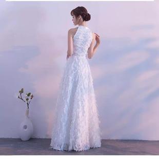 graduation evening atmospheric White performance neck dress