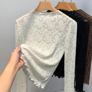 elegant sexy waist crochet top hollow shirt inner lace