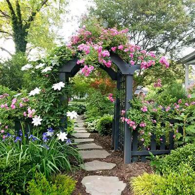 户外防腐木拱门花架爬藤架花园圆拱廊架葡萄架庭院实木月亮门框架