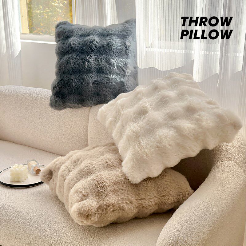 轻奢法式客厅沙发抱枕软装毛绒卧室床头靠垫午睡枕头靠枕套不含芯