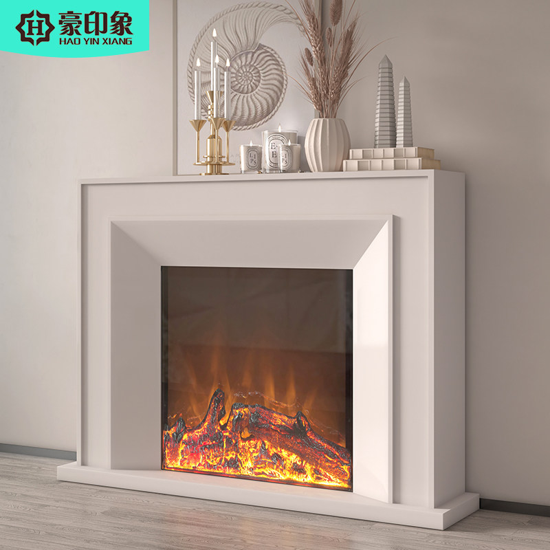 法式复古实木简约电视柜壁炉装饰柜侘寂风家用电壁炉取暖背景火炉