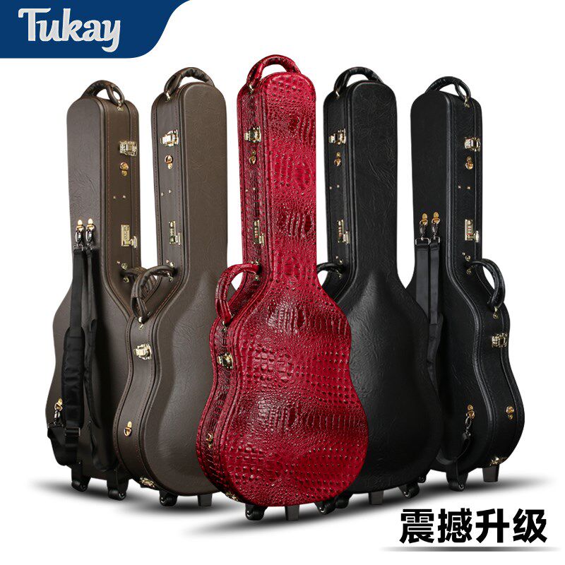 民谣木吉他盒40寸41寸防水防潮吉他琴箱可单双肩背带轮抗压可托运