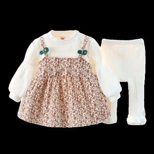 婴幼儿洋气小套装女宝宝秋装公主裙两件套0-1-23岁女童春秋天衣服