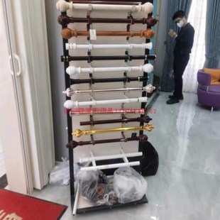 双面展示可旋转展架罗马杆窗帘杆样品展示架鼓棒灯条轨道展架