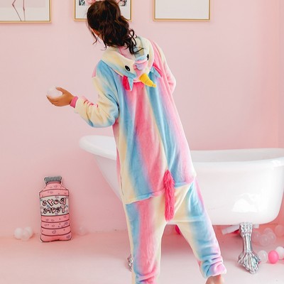 秋冬季女士法兰绒卡通连体睡衣可爱少女大码加厚珊瑚绒家居演出服