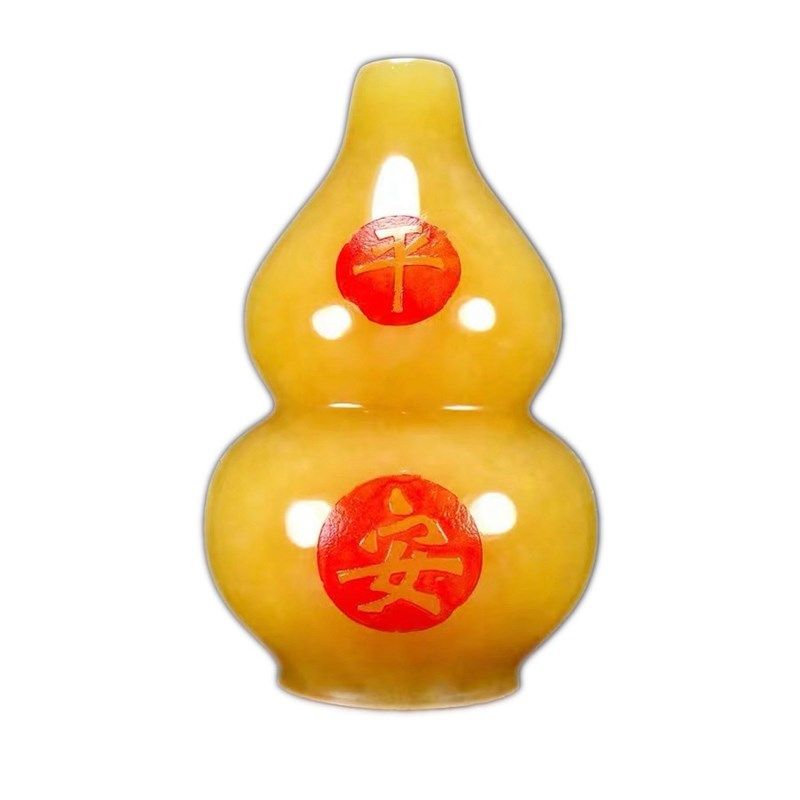 天然米黄玉葫芦摆件客厅玄关酒柜书桌办公桌新中式家居装饰工艺品