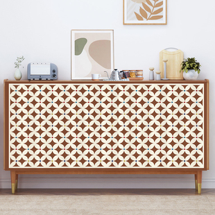 复古格子遮挡帘厨房橱柜门帘防尘拉帘柜子杂物遮丑布帘子遮挡杂物