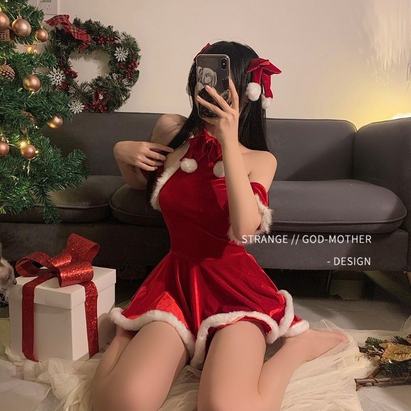 圣诞款节主题元素穿搭连衣裙子女衣服套装吊带女装饰性感送女生小