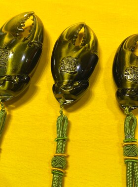 道家把玩件螃蟹钳子手里有钱手把件礼品黄铜工艺品创意钥匙扣挂件