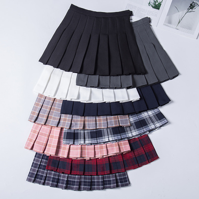百褶裙子女秋冬半身裙短款高腰黑色奶茶格子学生小个子a字短裙裤
