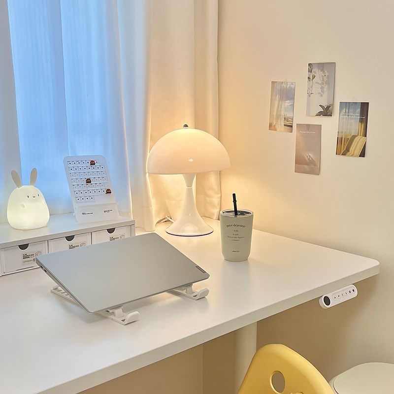 法式奶油台灯卧室床头灯蘑菇包豪斯中古浪漫白色沙发边氛围落地灯