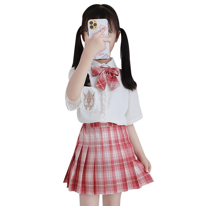 女童jk春夏装制服格子百褶半身裙子a小学生洋气松紧校园院风短A裙