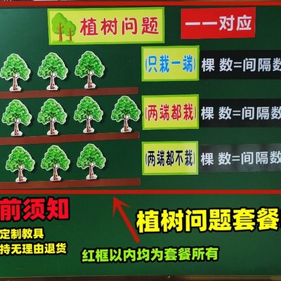 植树问题公开课演示小学五年级数学课课程小树教具磁性贴卡片贴纸