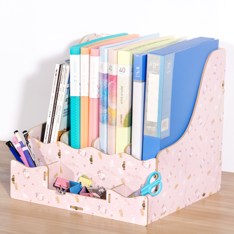 文件架木质书立办公用品桌面收纳多层家用置物架资料架多功能创意