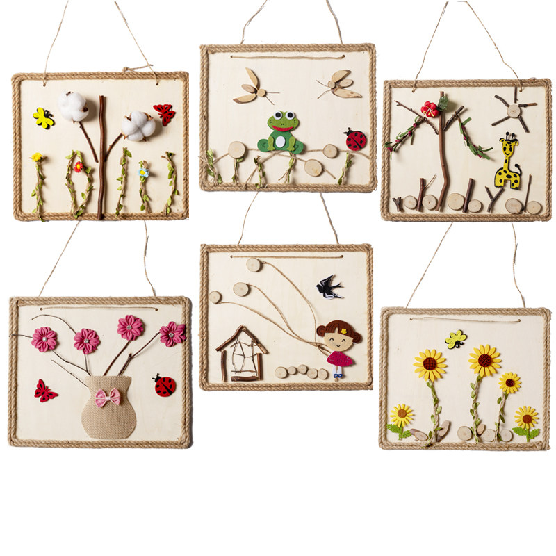 幼儿园环创材料装饰吊饰森系田园风教室成品手工走廊自然木艺画框