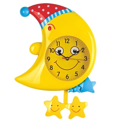 月亮型状挂钟儿童房挂钟幼儿园挂钟卡通挂钟G15801可爱时钟