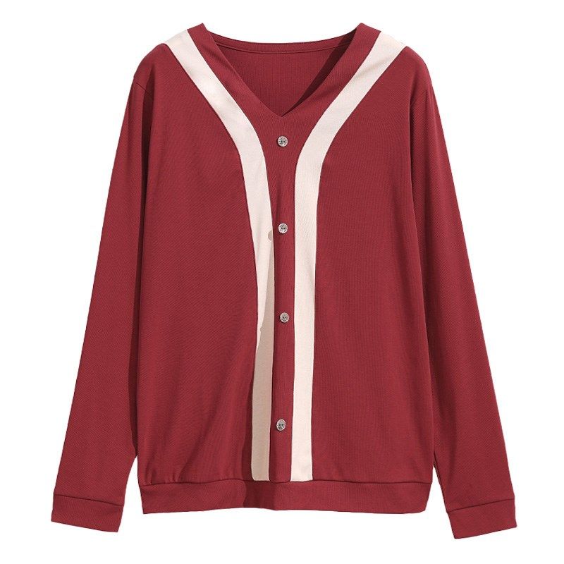 妈妈纯棉长袖T恤女2024春秋装新款中老年V领上衣时尚气质打底衫潮