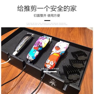 BARBER复古油头电推剪托盘美发工具剪刀梳子收纳盒推子桌面防滑垫