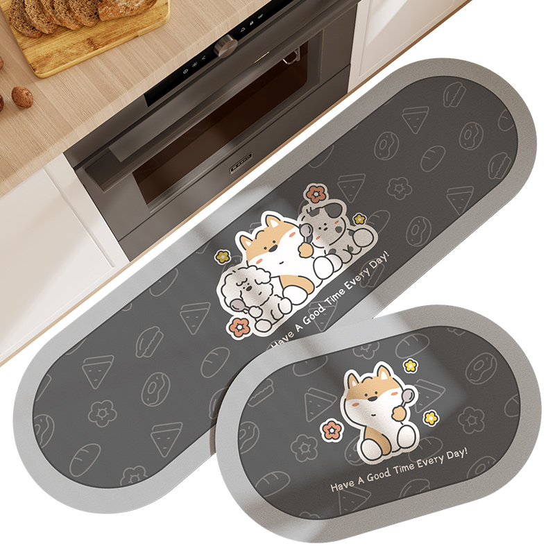 厨房地垫防滑防油垫子可擦免洗套装脚垫硅藻泥软垫卡通专用防摔垫