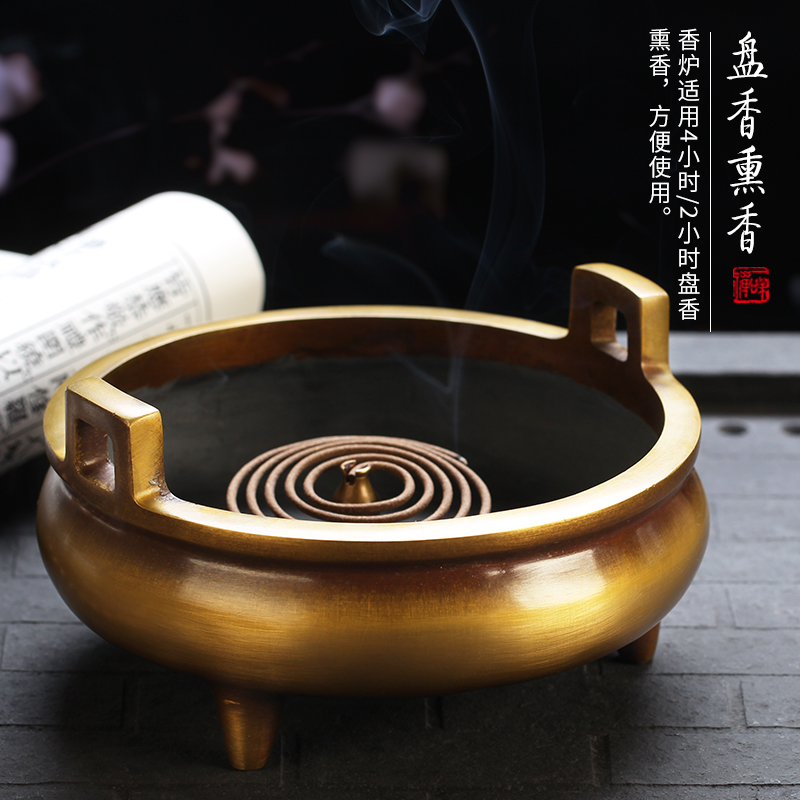 香炉纯铜大号供佛供奉檀香焚香茶道香薰炉家用室内线香插宣德炉
