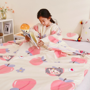 睡袋儿童四季通用中大童纯棉春秋款冬季小孩学生成人防踢被子神器