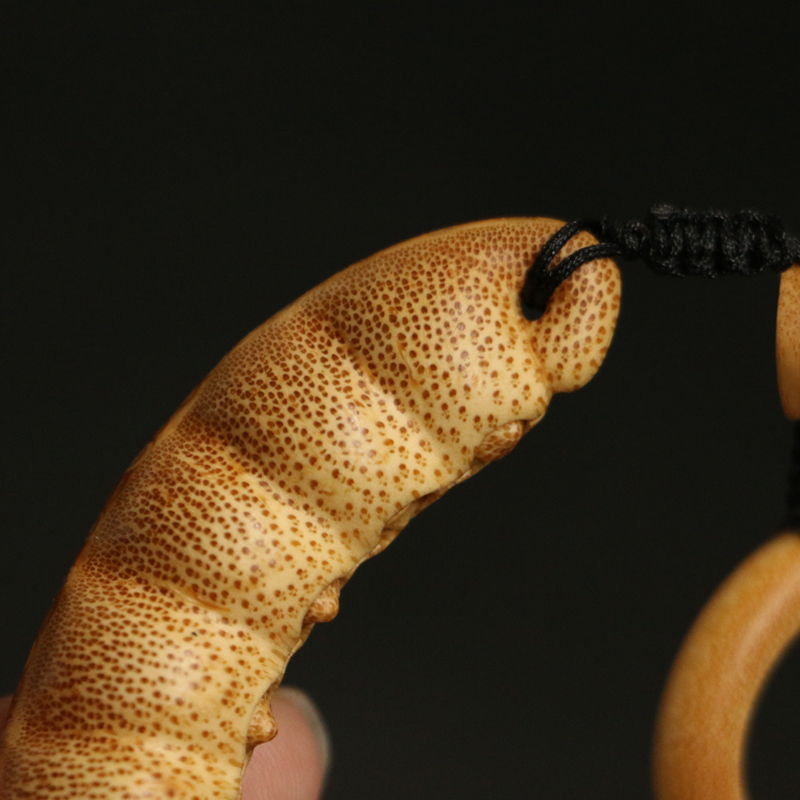 精品纯手工雕刻满钉老玉竹四季发财豆角小挂件竹雕把玩件送礼