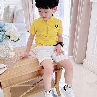 麦穗绣花翻领半袖 短袖 中大男童夏装 T恤儿童装 男童polo衫 新款 薄款